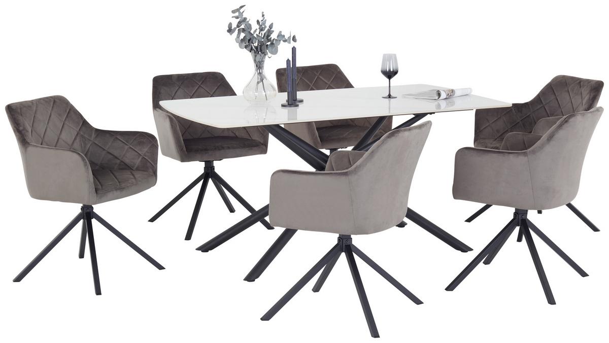Étkezőasztal Mailand - fekete/fehér, Trend, fém/kerámia (160/75/90cm) - Nedis SmartLife