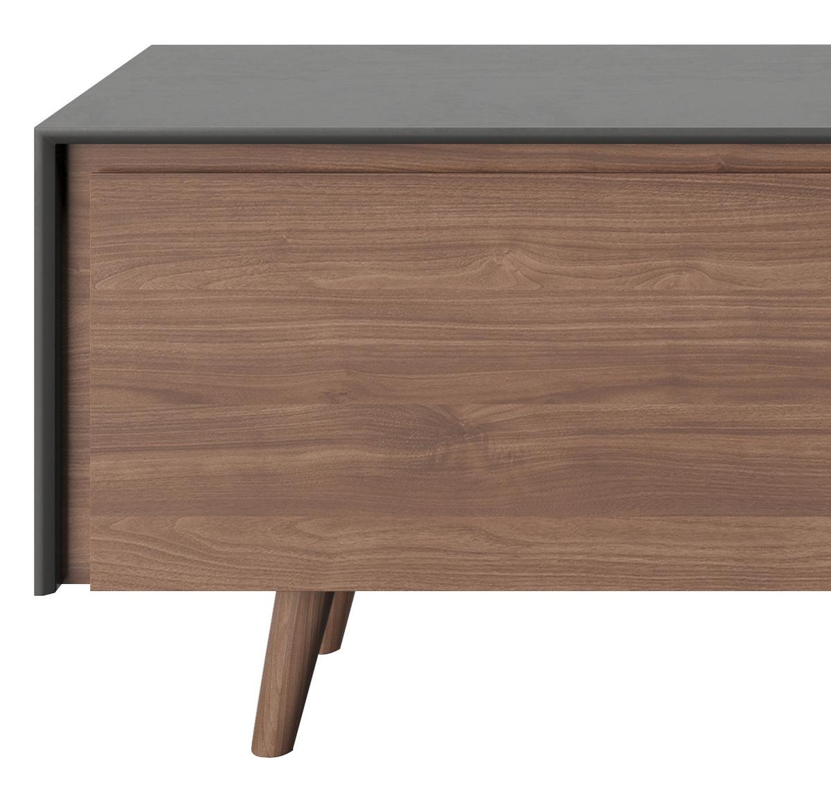 Lowboard Victoria B: 150 Cm Wallnuss Dekor/grau - Walnussfarben, KONVENTIONELL, Glas/Holzwerkstoff (150/58,6/42cm) - Playboy