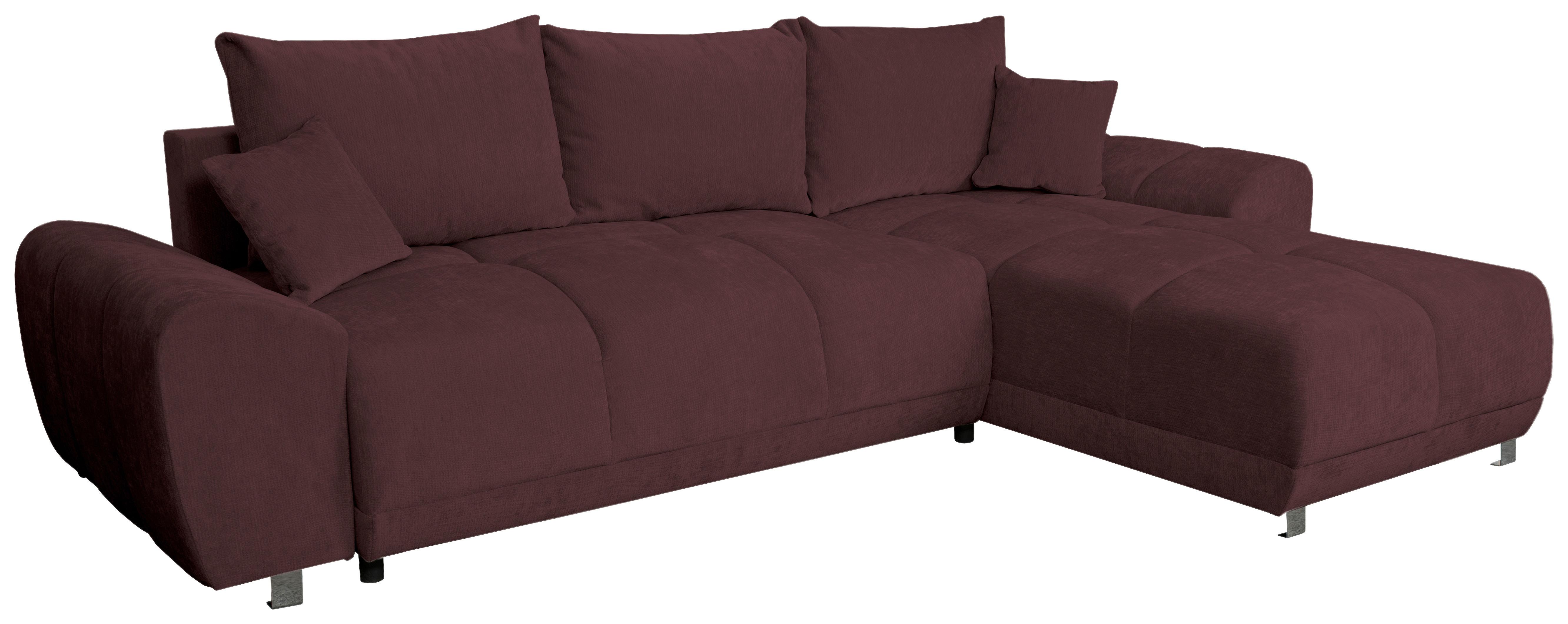 ECKSCHLAFSOFA Ramon, Dunkelrot S: 296x182 cm - Chromfarben/Beige, Trend, Textil (296/182cm)