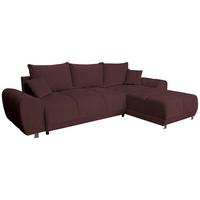 ECKSCHLAFSOFA Ramon, Dunkelrot S: 296x182 cm - Chromfarben/Beige, Trend, Textil (296/182cm)