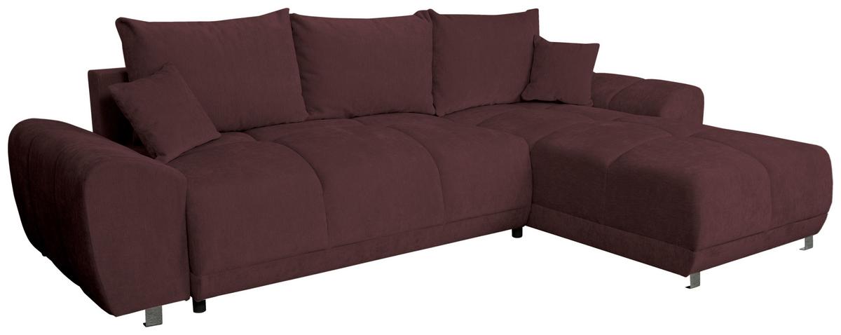ECKSCHLAFSOFA Ramon, Dunkelrot S: 296x182 cm - Chromfarben/Beige, Trend, Textil (296/182cm)