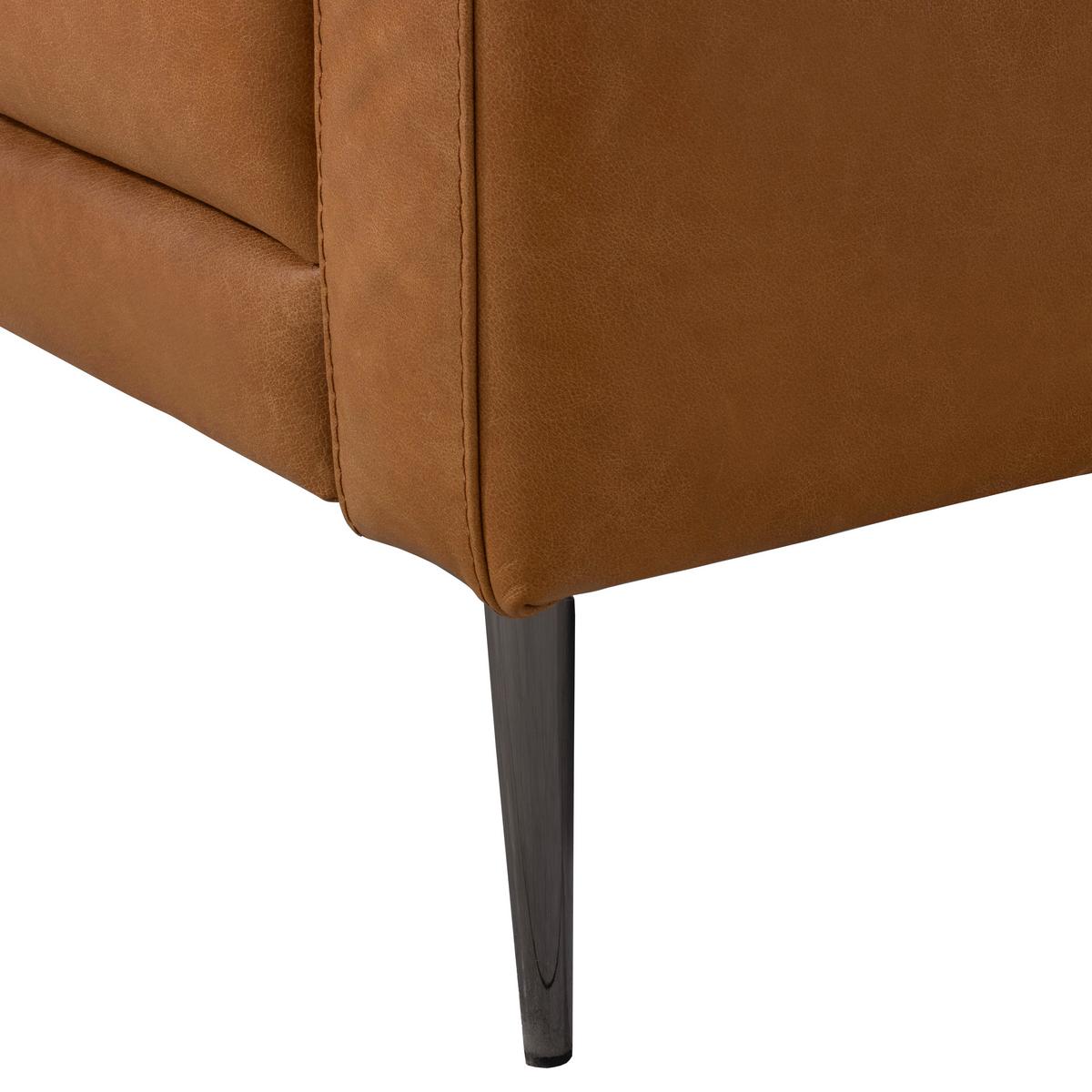 2-Sitzer-Sofa Spring, Cognac 157 cm - Cognac/Schwarzchrom, Design, Leder (157/85/92cm) - Livetastic