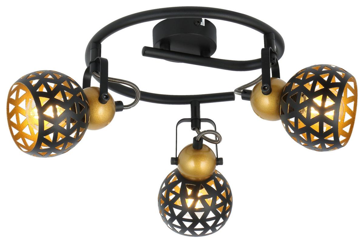 Strahler Sarra 3-flammig Verstellbar Ø 25 Cm - Goldfarben/Schwarz, Basics, Metall (25/17,5cm) - Globo