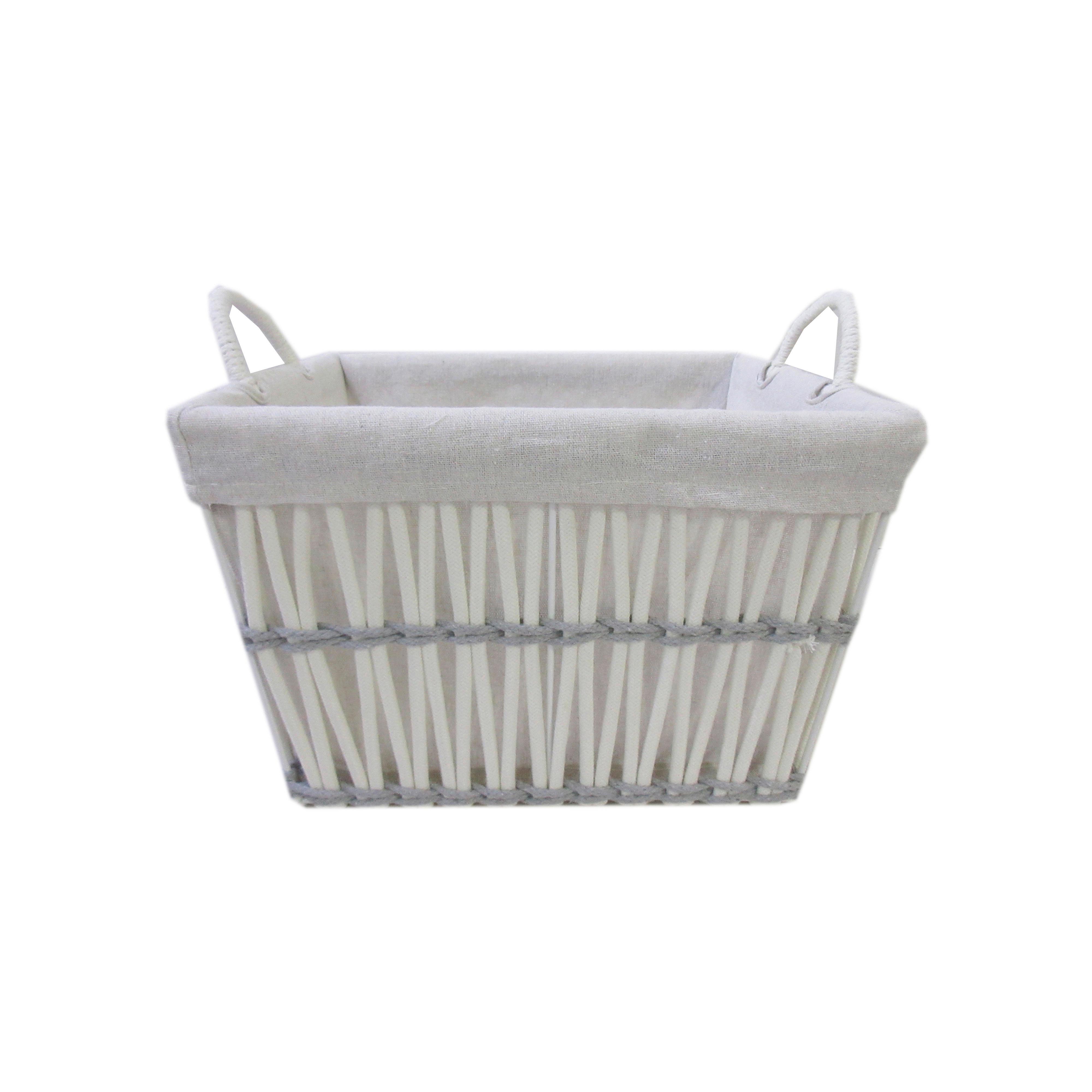 KORB EDITH - Weiß/Grau, KONVENTIONELL, Textil/Metall (35/30/23cm) - Luca Bessoni