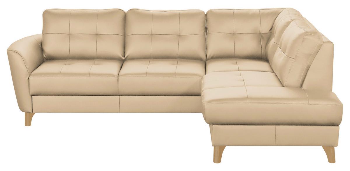Ecksofa Nordic Beige S: 236x190 cm - Beige/Buchefarben, Design, Leder/Textil (236/190cm) - Livetastic