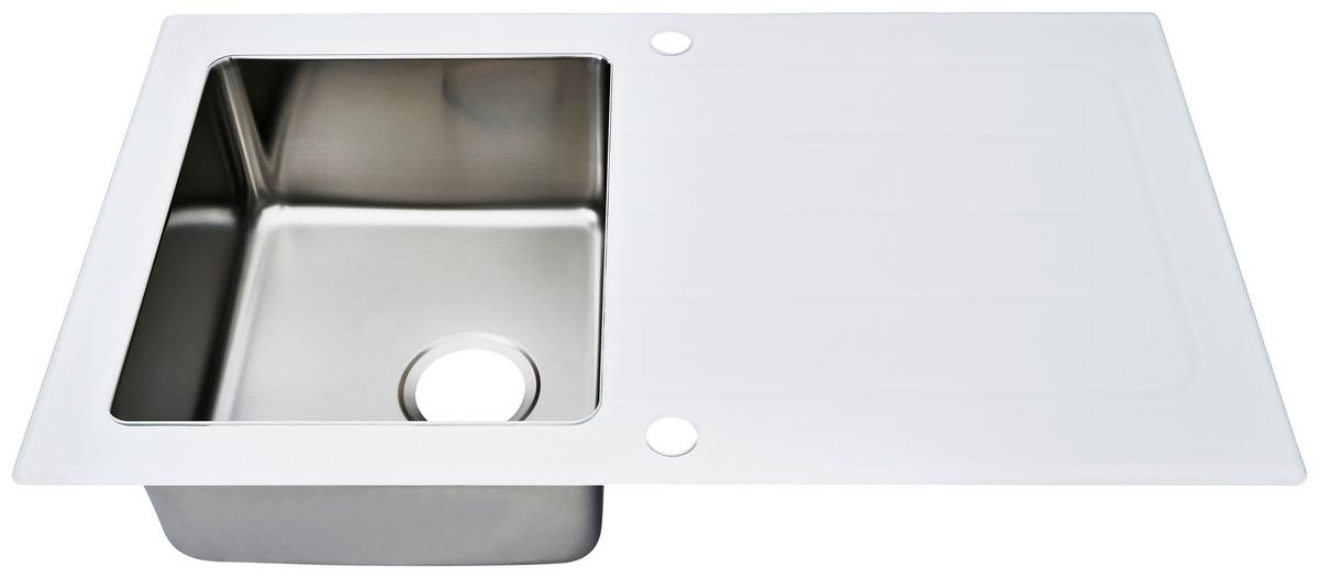 Spüle Respekta Edelstahl Bxt: 86x50 cm - Weiß, Trend, Glas/Metall (86/21/50cm) - Respekta