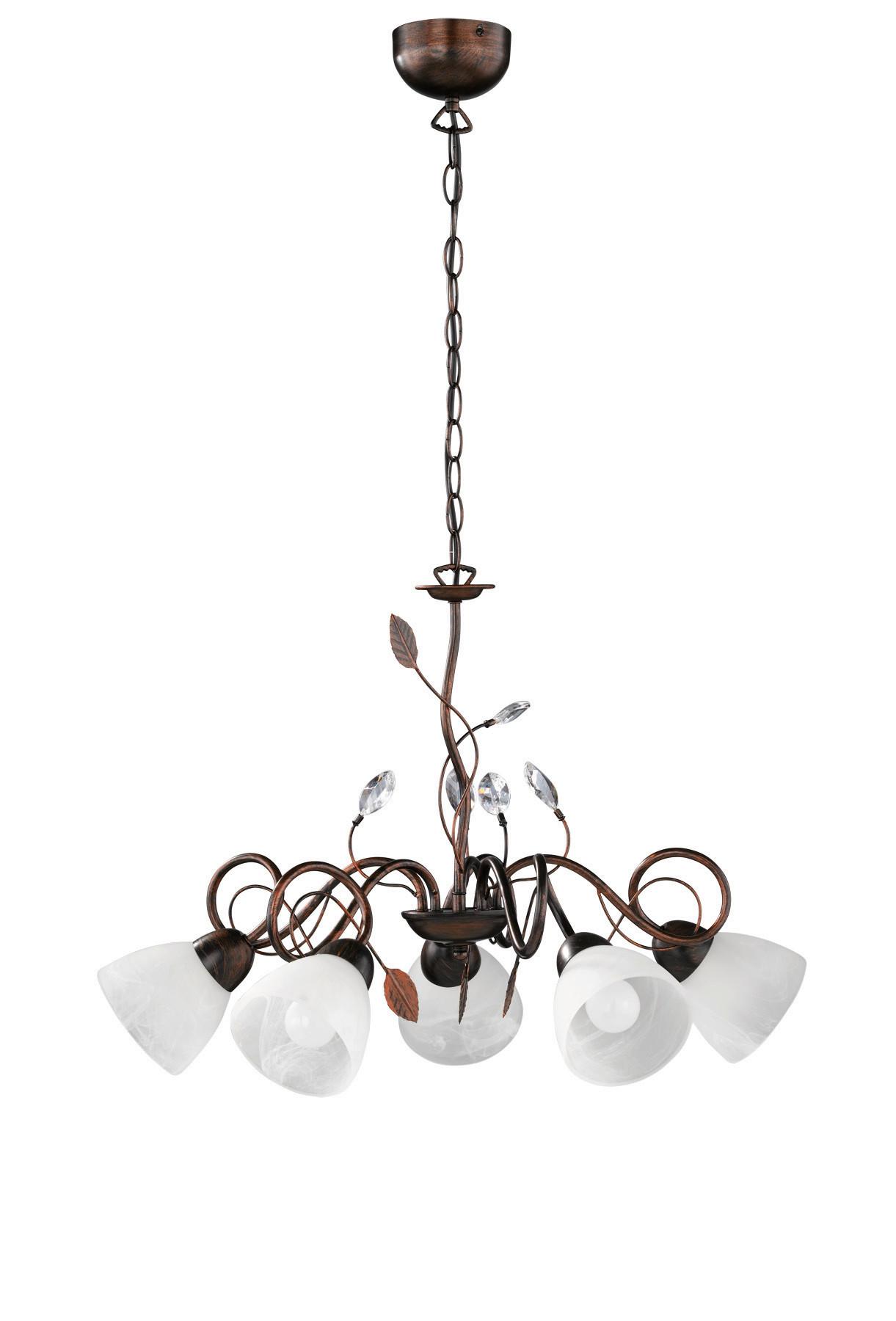 Hängeleuchte Traditio H: 150 cm 5-Flammig Metall/ Glas - Rostfarben/Braun, KONVENTIONELL, Glas/Metall (70/150cm) - Trio Leuchten