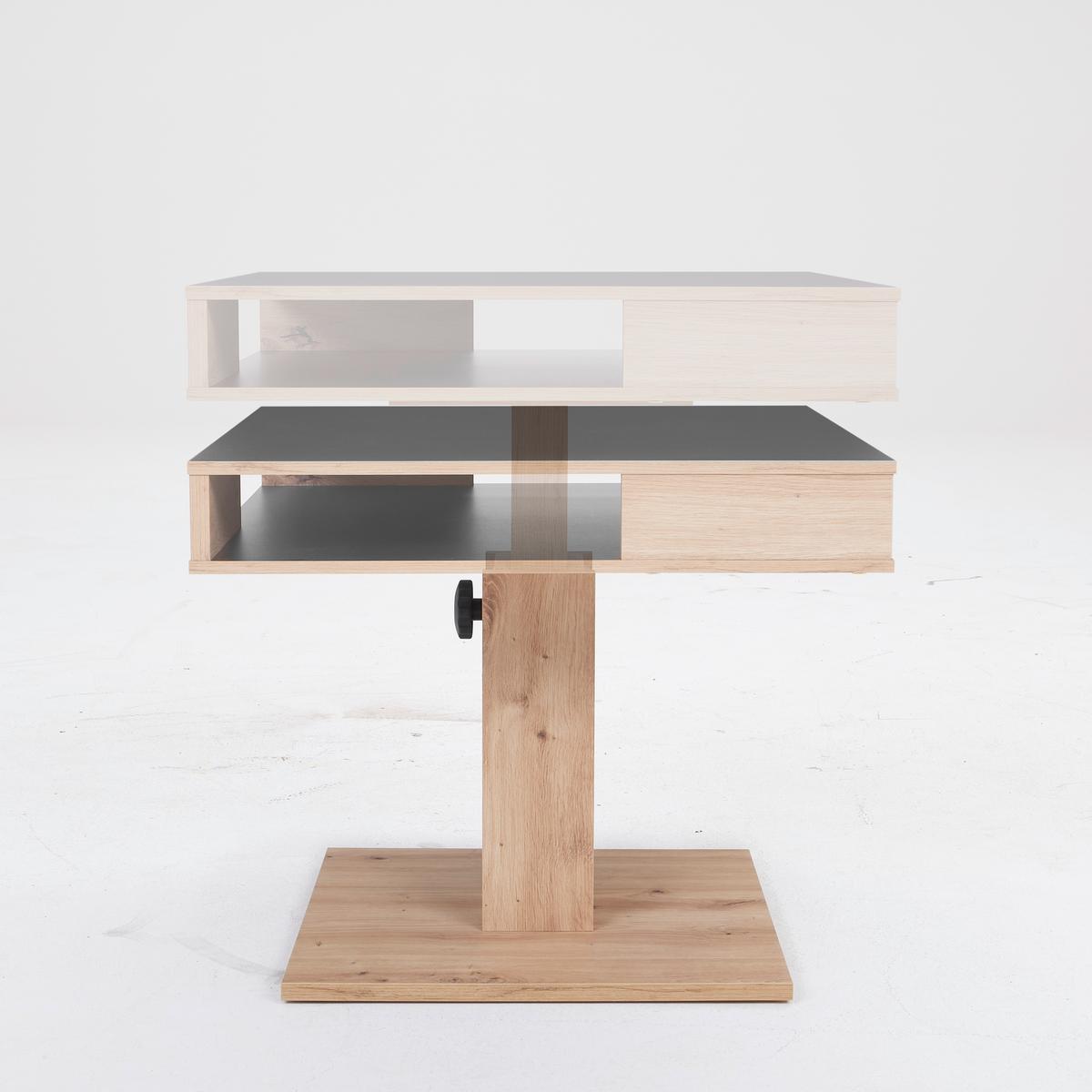 Couchtisch höhenverstellbar mit Ablagefach Belcanto - Wildeiche/Schwarz, Basics, Holzwerkstoff (65/52-77/65cm) - P & B