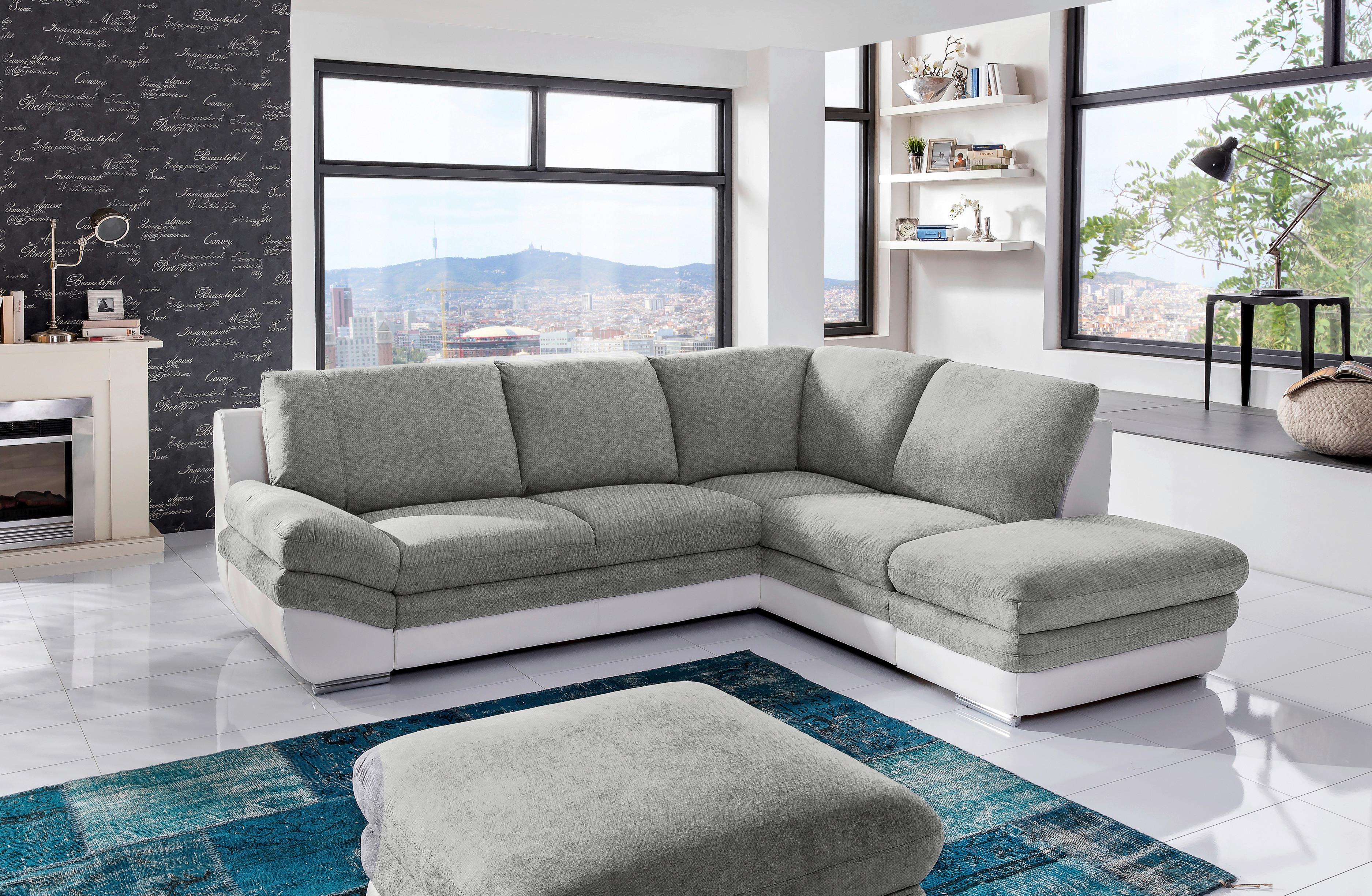 Wohnlandschaft In L-Form Nardo 264x221 cm - Chromfarben/Dunkelgrau, MODERN, Textil (264/221cm) - MID.YOU