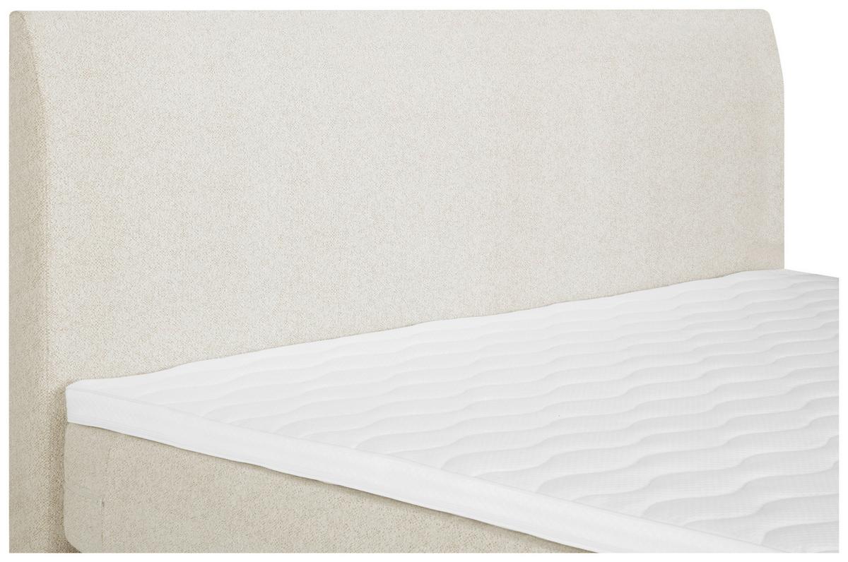 Boxspringbett mit Topper 140x200 cm Linz, Creme - Creme/Schwarz, MODERN, Textil (140/200cm) - MID.YOU