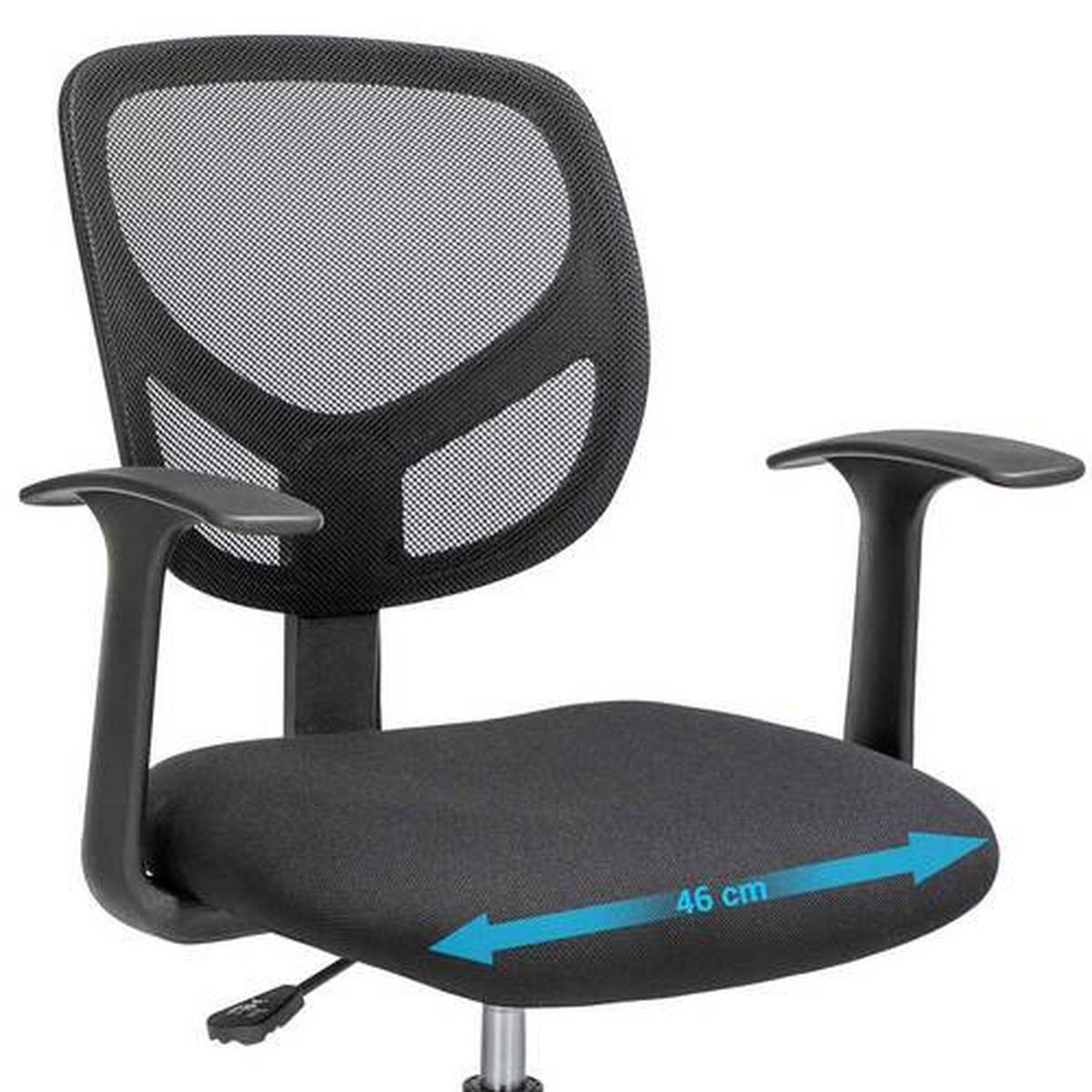 Bürostuhl Mit Armlehnen Schwarz, Bis 120 Kg - Chromfarben/Edelstahlfarben, Basics, Kunststoff/Textil (64/117/64cm) - Boxxx