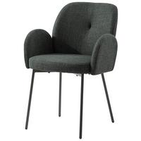 Armlehnstuhl Pauline Leinenoptik Grau, B: 62 Cm - Schwarz/Grau, KONVENTIONELL, Holz/Textil (62/85/64cm) - MID.YOU