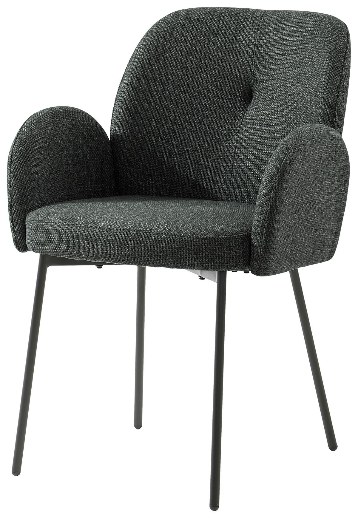 Armlehnstuhl Pauline Leinenoptik Grau, B: 62 Cm - Schwarz/Grau, KONVENTIONELL, Holz/Textil (62/85/64cm) - MID.YOU
