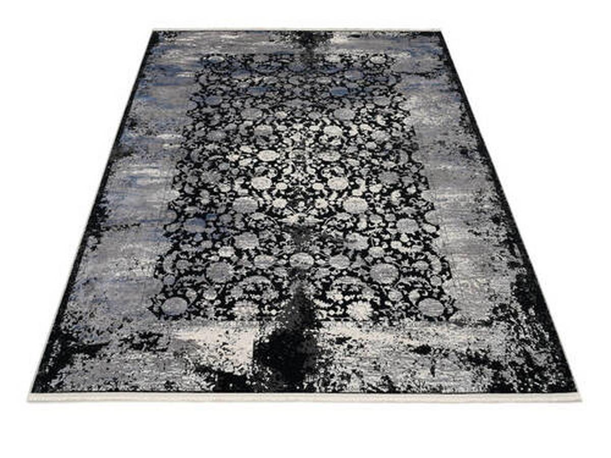 Webteppich Colorado Flower - Dunkelgrau/Hellgrau, Design, Textil (67/130cm) - Musterring