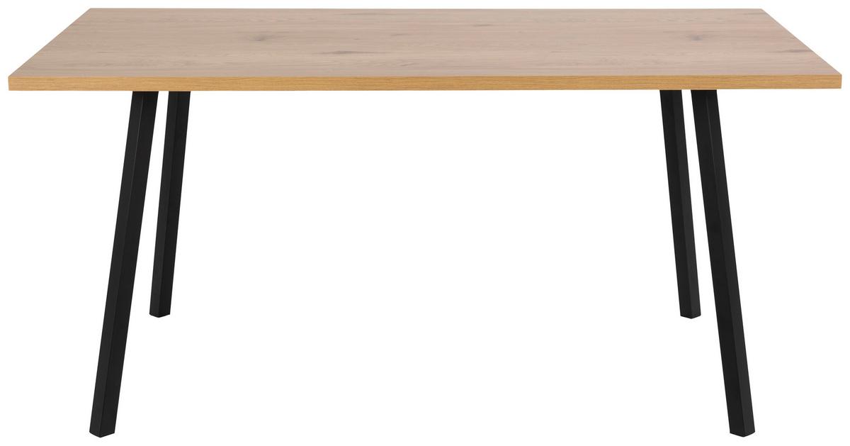 Jídelní stůl CENNY 160x90 cm - černá/barvy dubu, Konvenční, kov/kompozitní dřevo (160/90/75cm) - MID.YOU