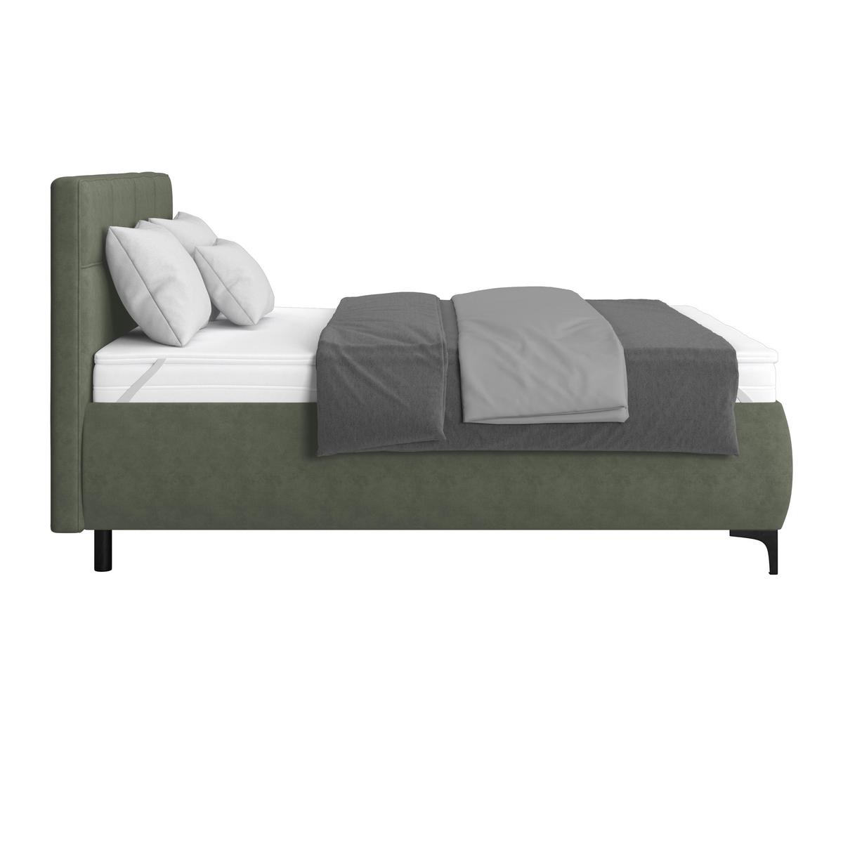 Polsterbett Zeni 140 - Jadegrün/Schwarz, KONVENTIONELL, Holz/Textil (140/200cm)