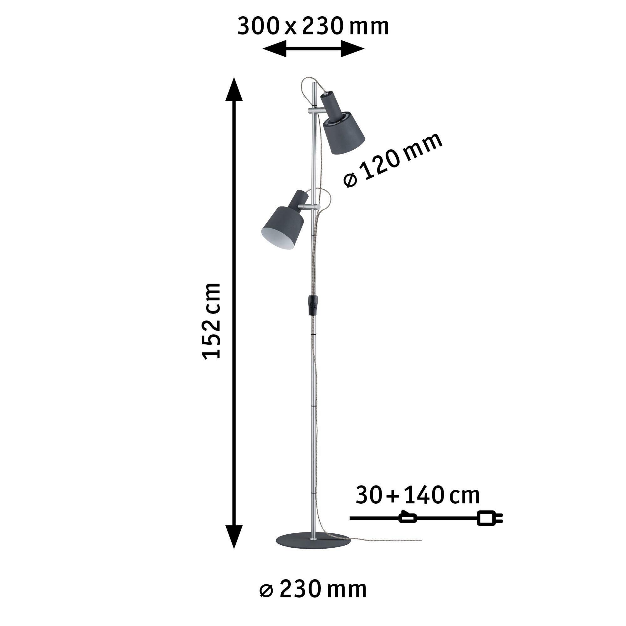 Stehlampe Haldar dimmbar Chromfarben/Dunkelgrau - Chromfarben/Dunkelgrau, Design, Metall (30/152cm) - Paulmann