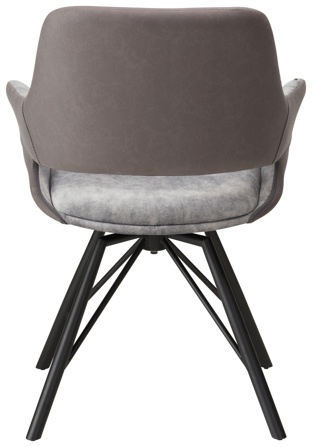 STOLIČKA S PODRÚČKAMI ADRIANA - čierna/sivá, Modern, kov/drevo (61/85/62,5cm) - Premium Living