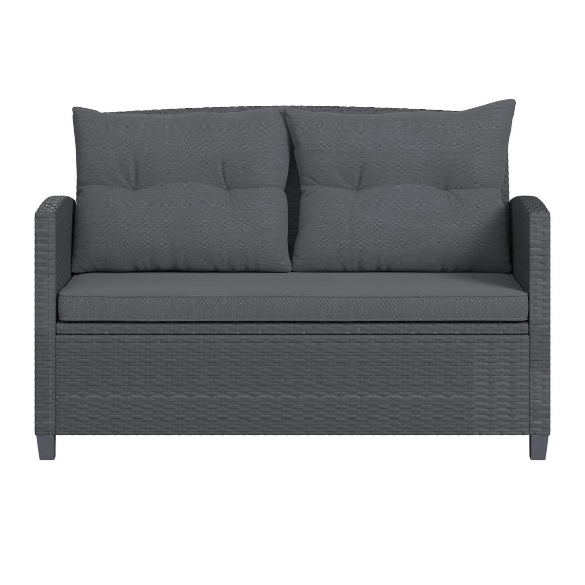 Loungegarnitur Nelson - Schwarz, MODERN, Glas/Kunststoff - Beldano