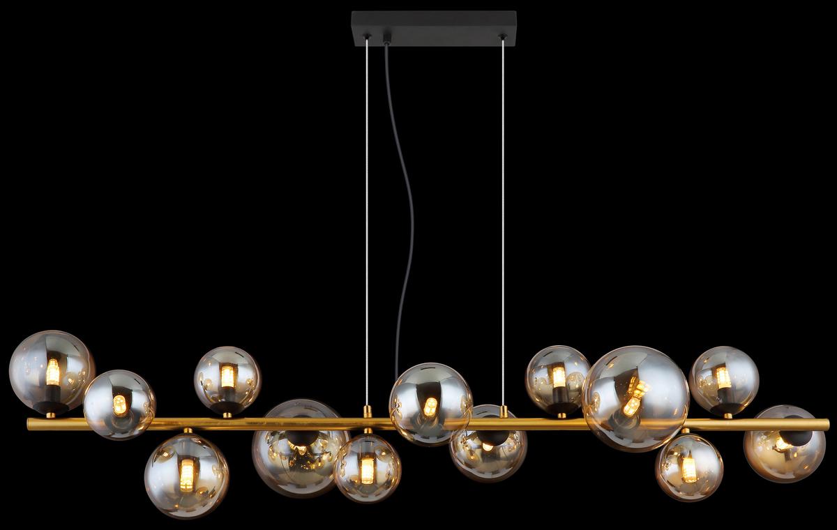LED-Hängeleuchte 56135-13h - Transparent/Messingfarben, Design, Glas/Kunststoff (120/34,5/120cm) - Globo