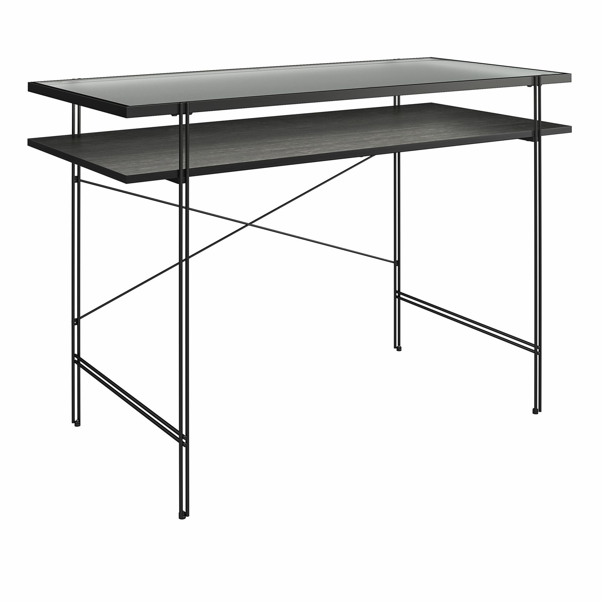 Computertisch Wainwright Schwarz, Eichefarben 110 cm - Eichefarben/Schwarz, Design, Holzwerkstoff (110/75/50cm) - MID.YOU