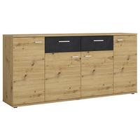 Sideboard Nina Eiche Artisan/Fresco B:181,3cm - Schwarz/Eiche Artisan, Holzwerkstoff (181,3/84/38cm) - MID.YOU