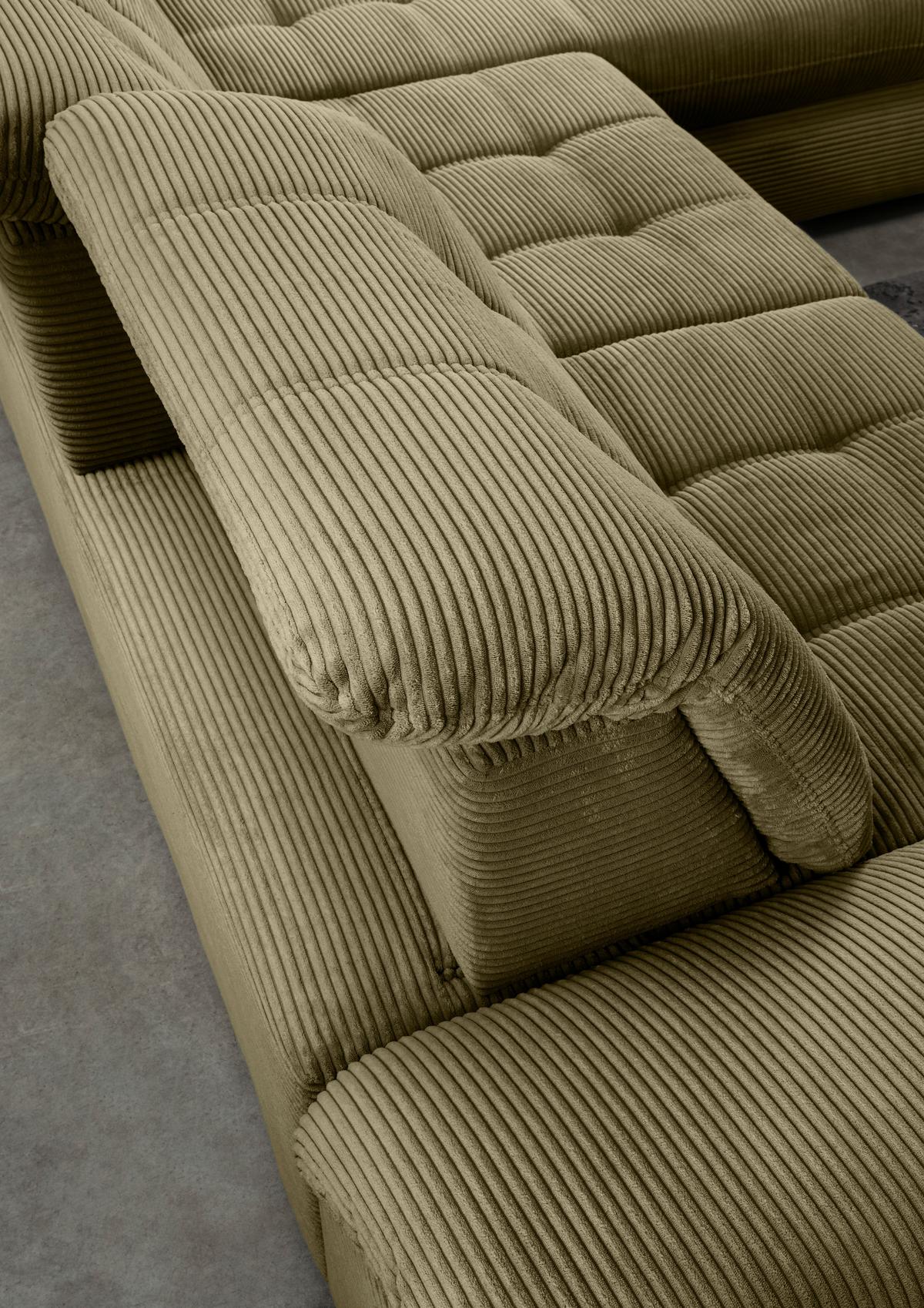 Eckschlafsofa Delphino Goldfarben S: 273x189 cm - Schwarz/Olivgrün, MODERN, Textil (273/189cm) - Livetastic