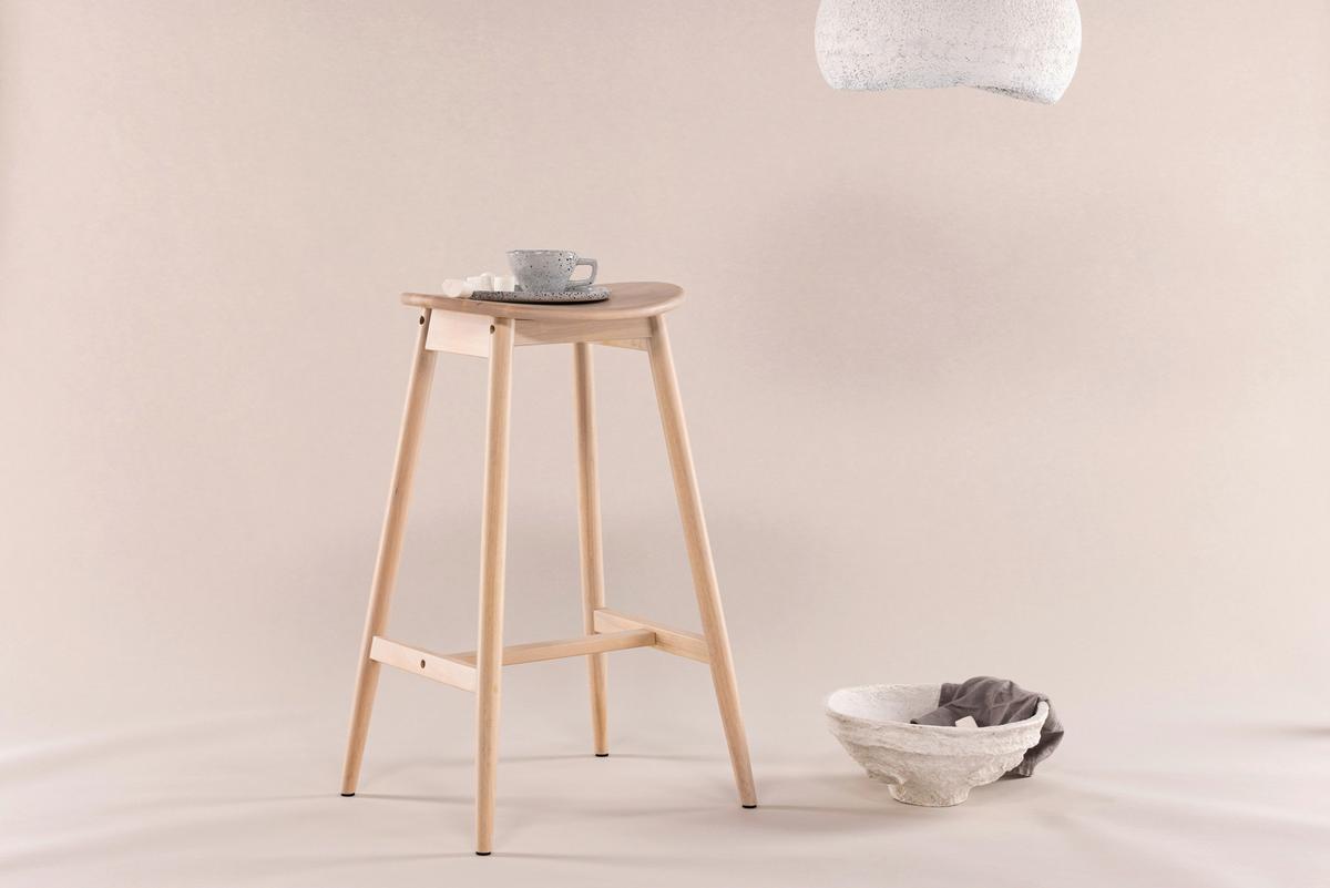 Barhocker Orust - Beige, Design, Holz (43,5/76,5/37cm) - Livetastic