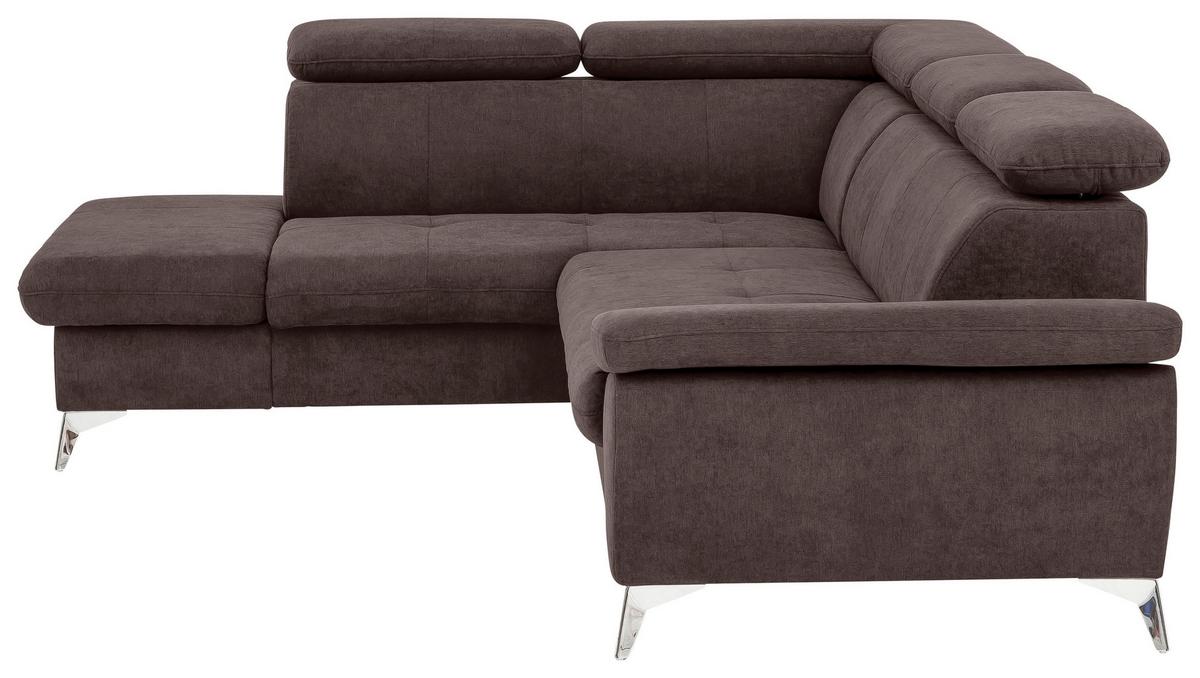 Ecksofa Mit Schlaffunktion Und Bettkasten Gisele Braun - Chromfarben/Dunkelbraun, KONVENTIONELL, Textil (209/256cm) - Livetastic