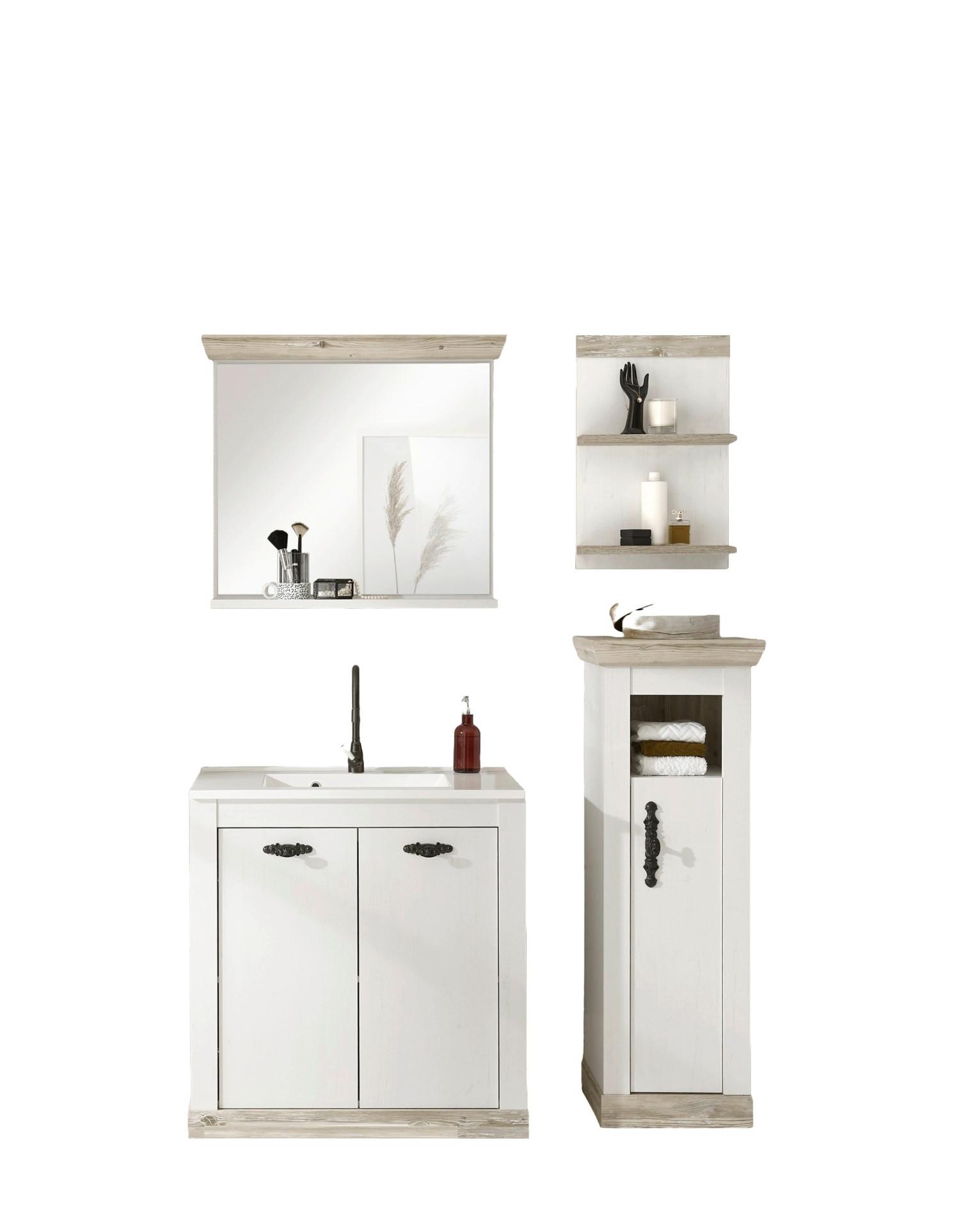 Badezimmer Florenz Pinienfarben B: 143cm - Weiß/Pinienfarben, Design, Naturmaterialien/Holzwerkstoff (143/200/46cm) - MID.YOU