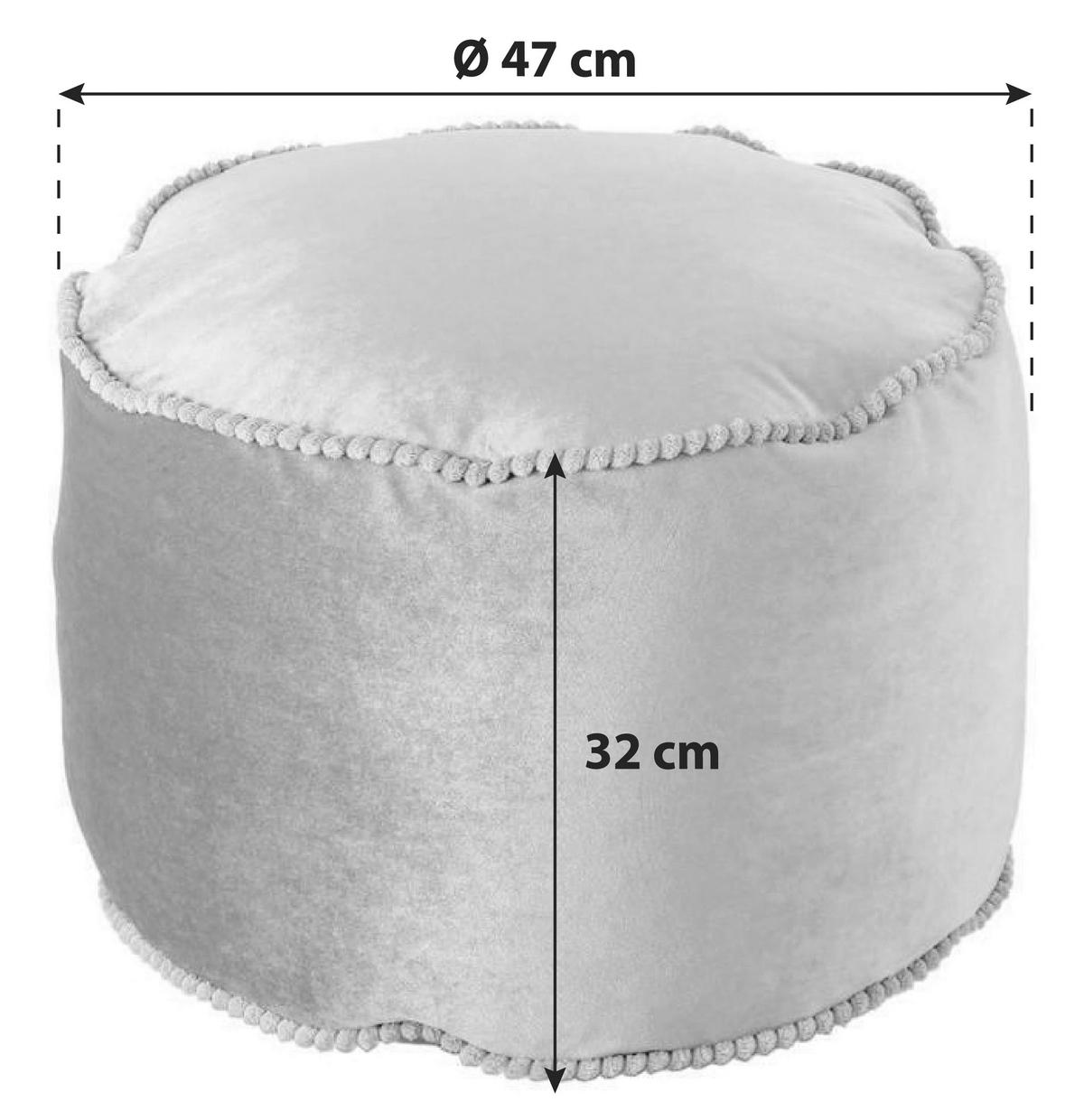 Pouf Taj Mahal DxH: 47x32 cm Samt Grün mit Reißverschluss - Grün, Basics, Textil (47/32/47cm) - Kayoom