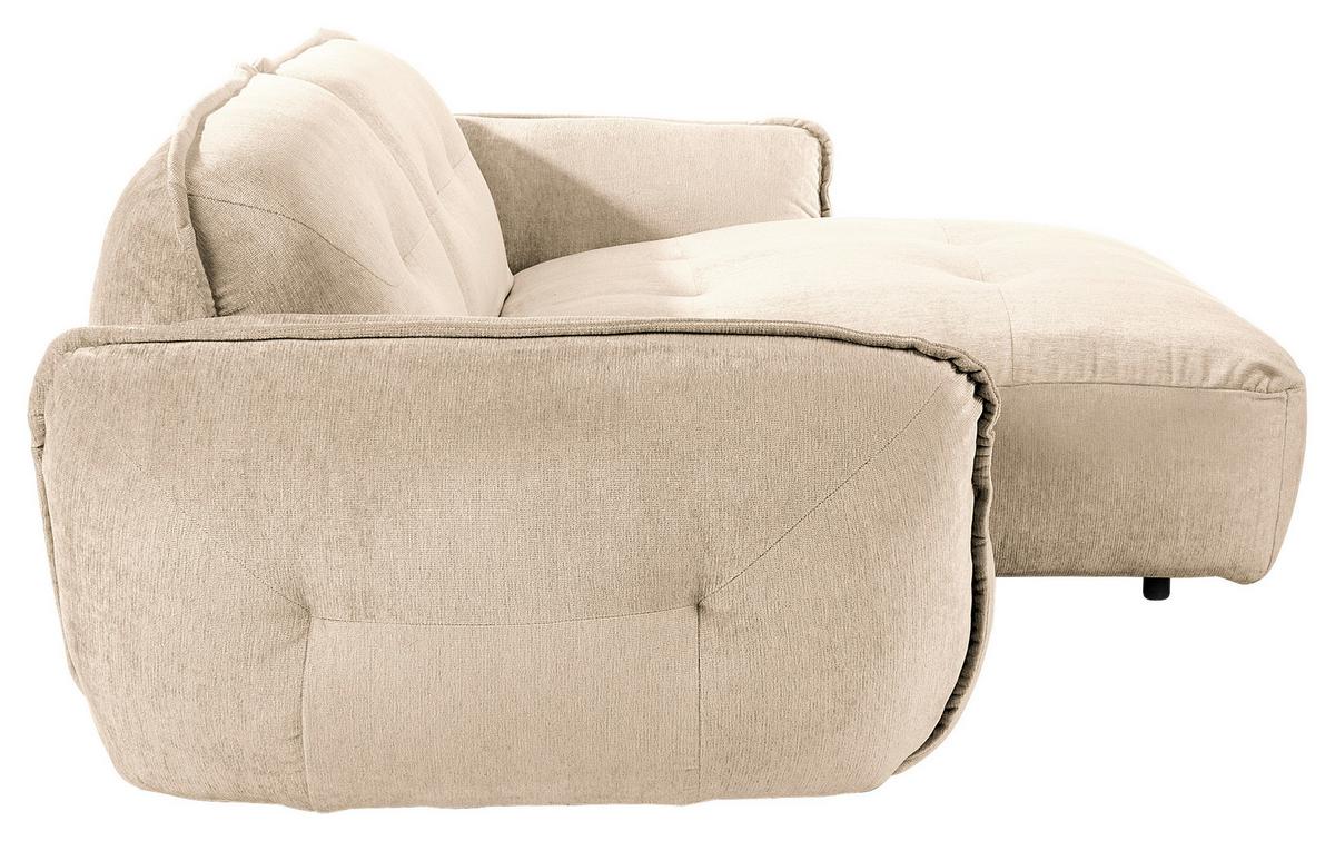Ecksofa Fluffy, Creme S: 269x184 Cm - Creme/Schwarz, MODERN, Textil (269/184cm) - Trendmanufaktur