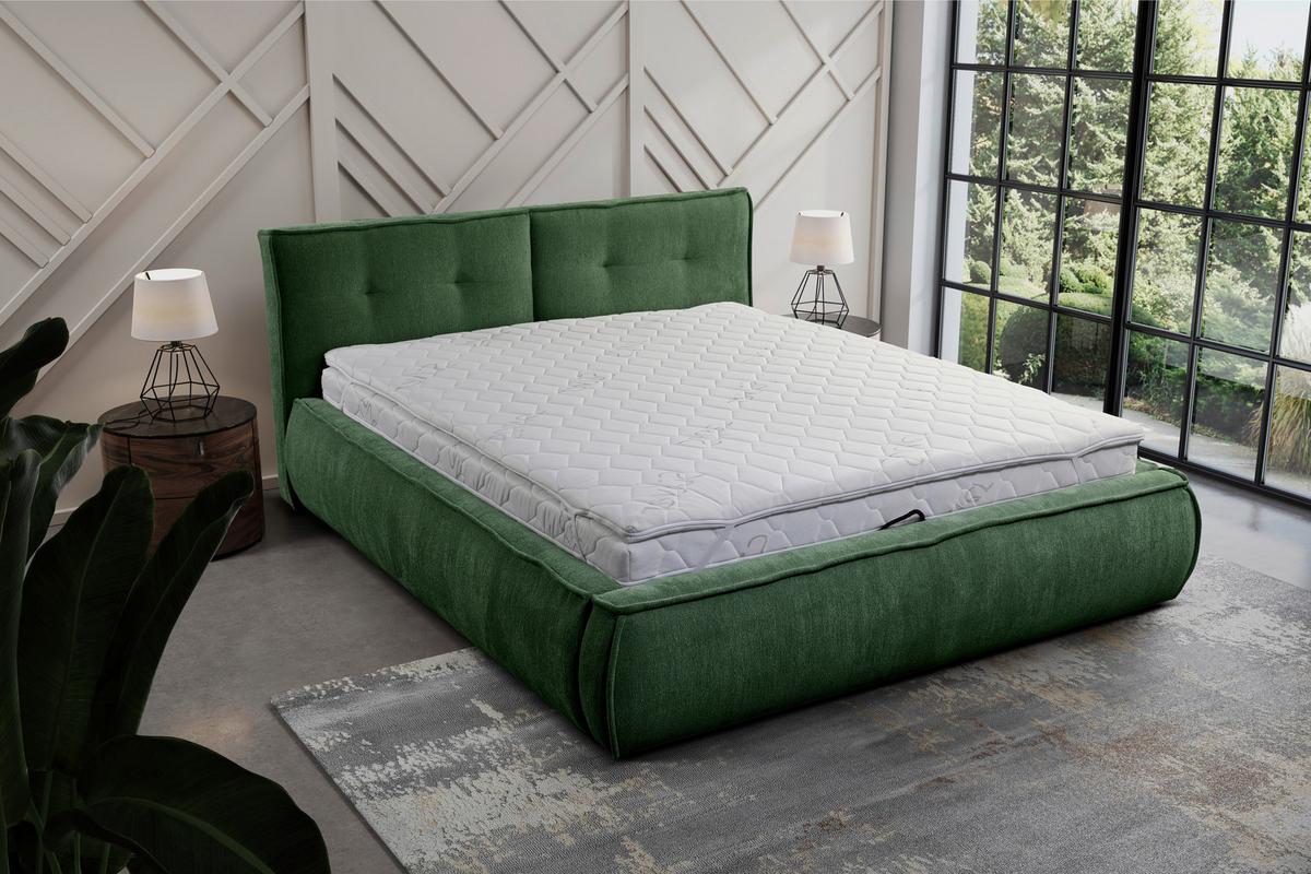 Polsterbett Mit Lattenrost Lacjo Grün 180x200 Cm - Beige/Schwarz, LIFESTYLE, Holz/Holzwerkstoff (180/200cm) - Livetastic