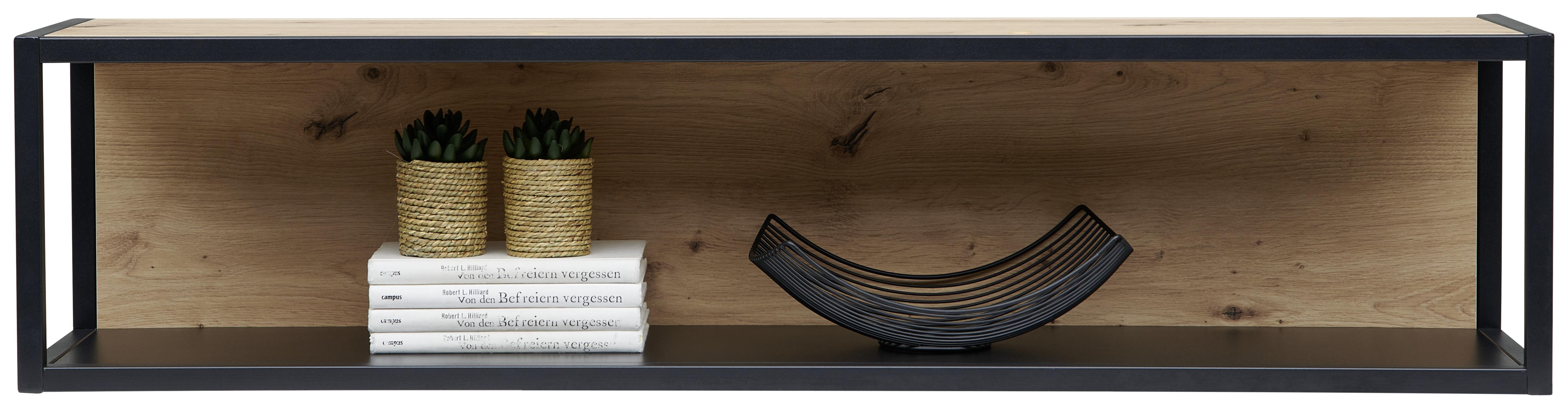 Wandboard Jamino B: 120 cm Eiche Dekor/Schwarz - Eichefarben/Schwarz, MODERN, Holzwerkstoff/Metall (120/28/26cm)