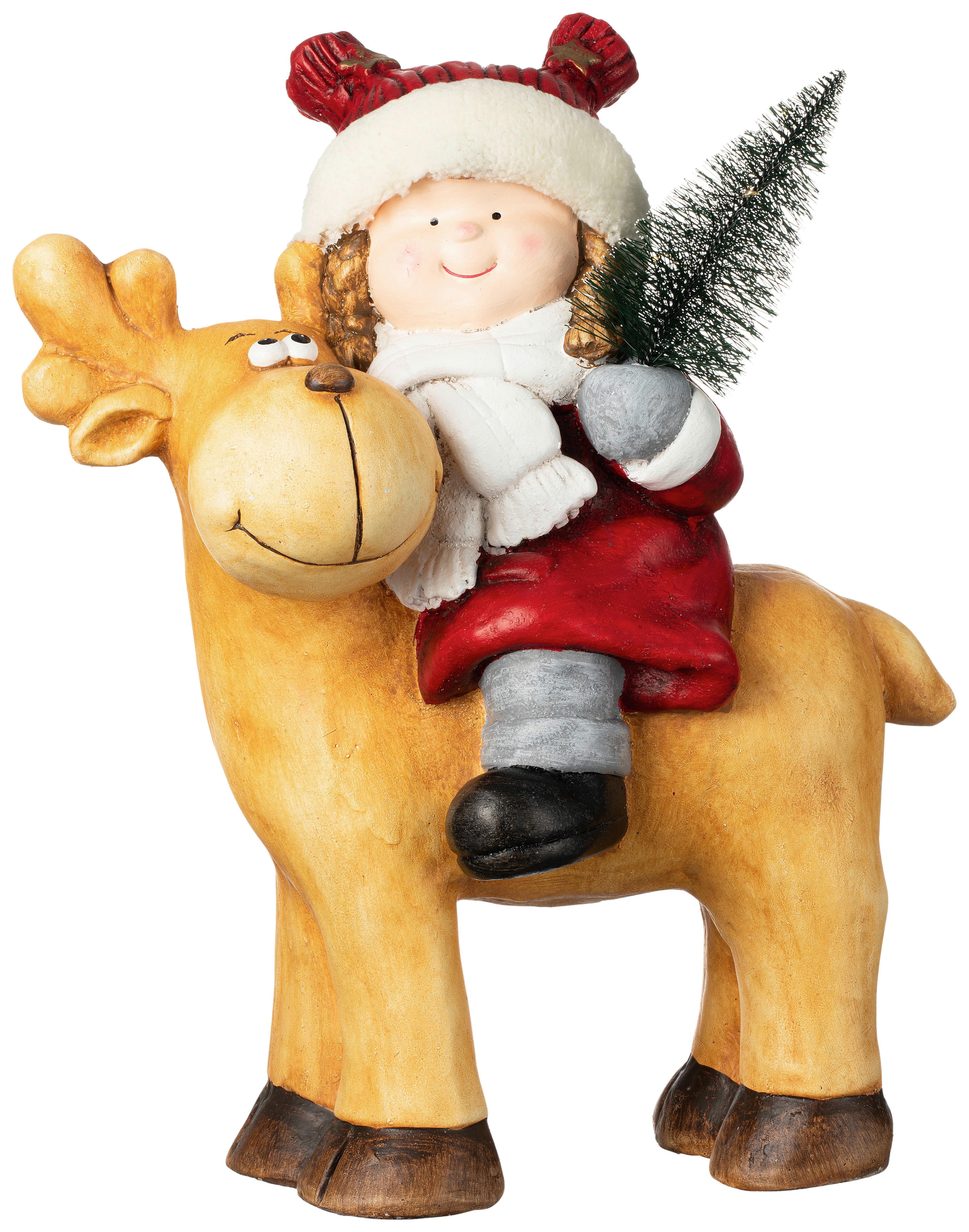 Dekofigur Kind Anesa - Rot/Braun, KONVENTIONELL, Kunststoff (36/20/44cm) - Luca Bessoni