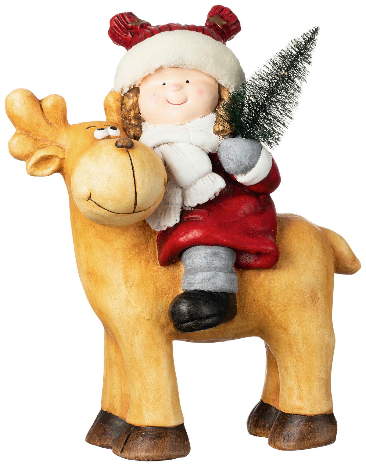 Dekofigur Kind Anesa - Rot/Braun, KONVENTIONELL, Kunststoff (36/20/44cm) - Luca Bessoni