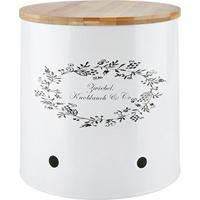 DÓZA NA POTRAVINY LORE - biela/prírodná farba, Romantik / Landhaus, kov/drevo (22/22cm) - Zandiara