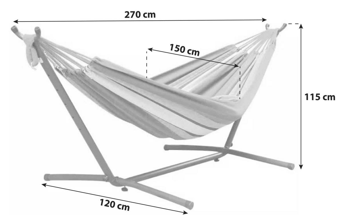 Hängematte mit Gestell Multicolor - Multicolor/Schwarz, Basics, Textil/Metall (270/120/115cm)