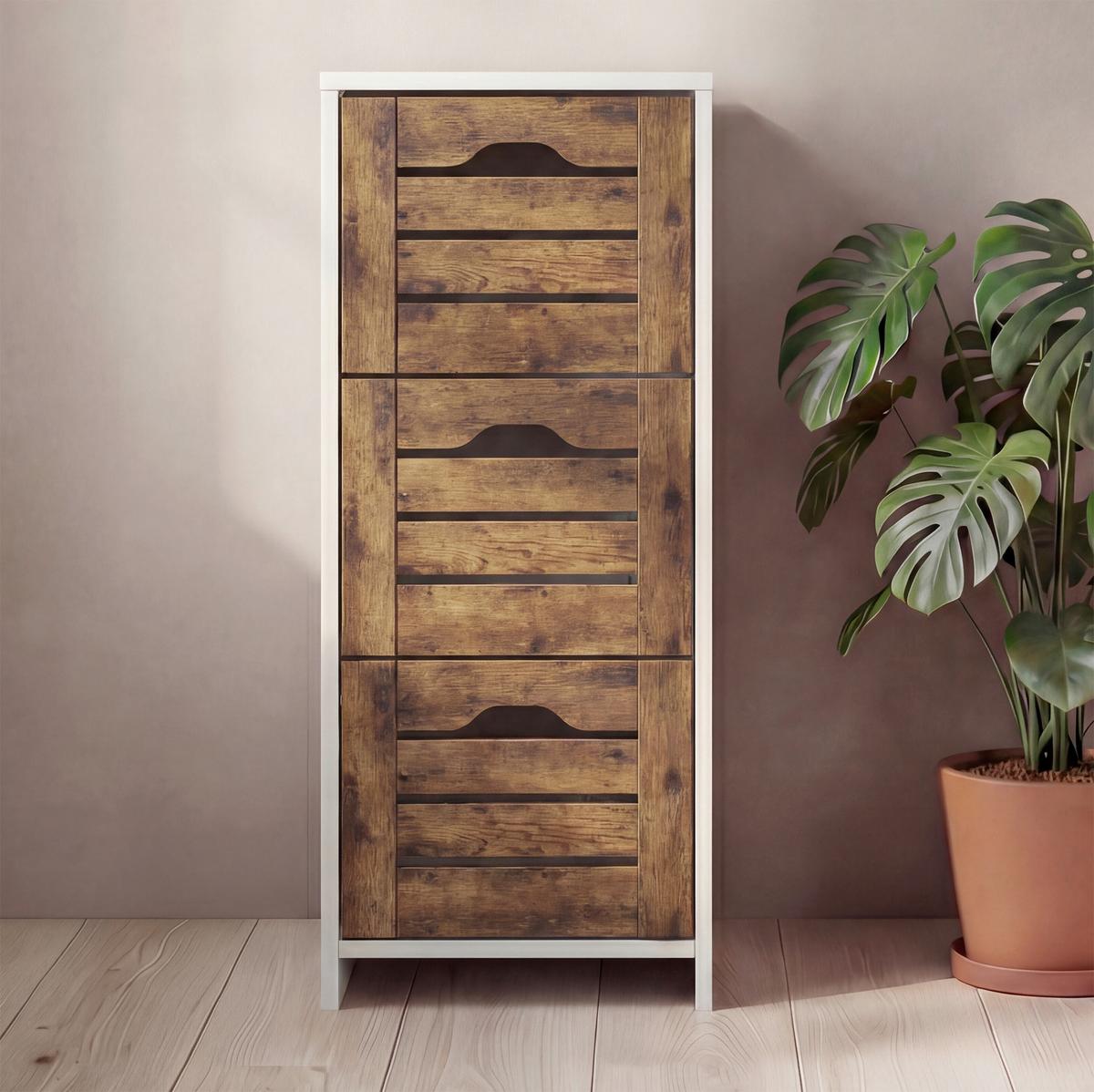 Midischrank Flonali Weiß/Eichefarben B: 38cm - Eichefarben/Weiß, Trend, Holzwerkstoff (38/76/28cm) - MID.YOU