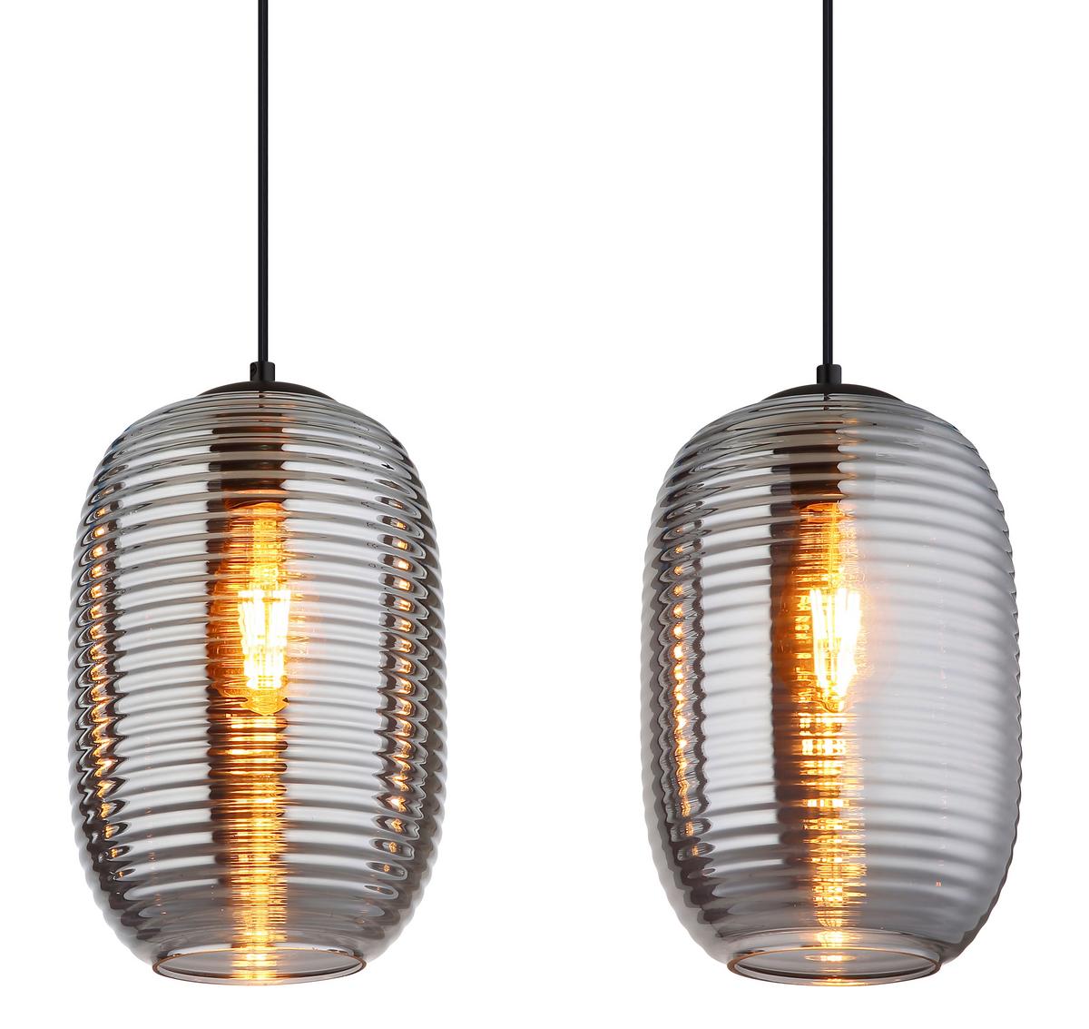 Hängeleuchte 15794-4h Jefrey - Schwarz/Grau, Basics, Glas/Kunststoff (100/18/120cm) - Globo