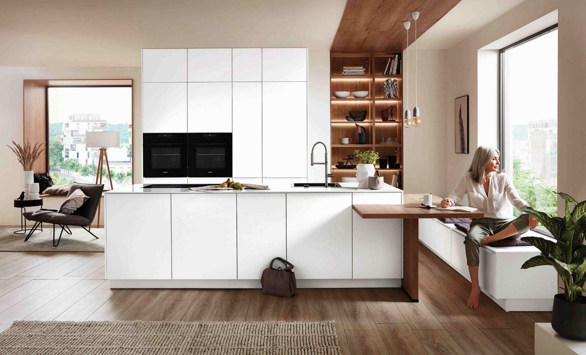 Einbauküche Eastbourne Frei Planbar Grifflose Küche - Weiß, MODERN, Holzwerkstoff - Vertico