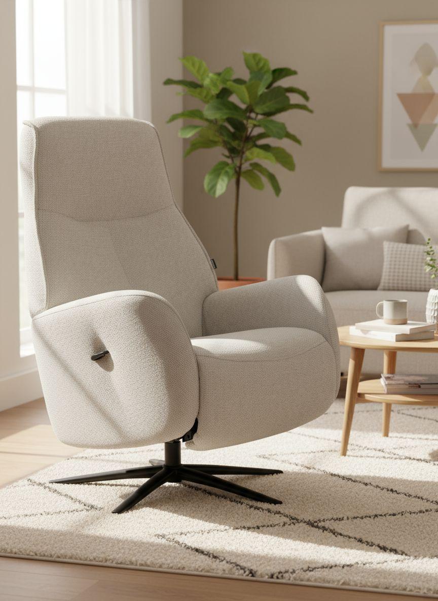 Relaxsessel Snooze Beige B: 77 cm - Beige/Schwarz, Design, Holz/Textil (77/112/86cm) - Livetastic