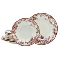 Tafelservice 8-Teilig. weiß/Bordeaux - Bordeaux/Weiß, Basics, Keramik - Creatable