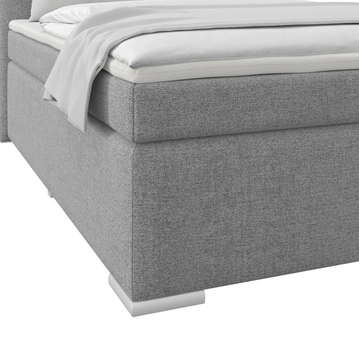 Boxspringbett Mira I Nordic, Lf: 120x200 cm - Alufarben/Grau, Basics, Textil (120/200cm)
