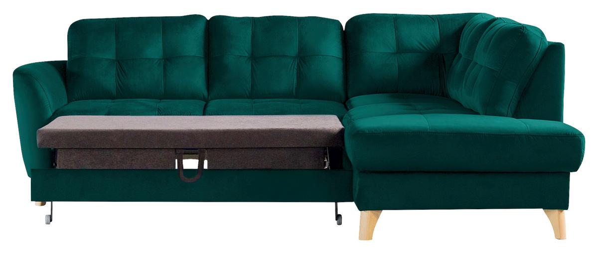 Ecksofa Nordic, Petrol S: 236x190 cm - Buchefarben/Petrol, Design, Textil (236/190cm) - Livetastic