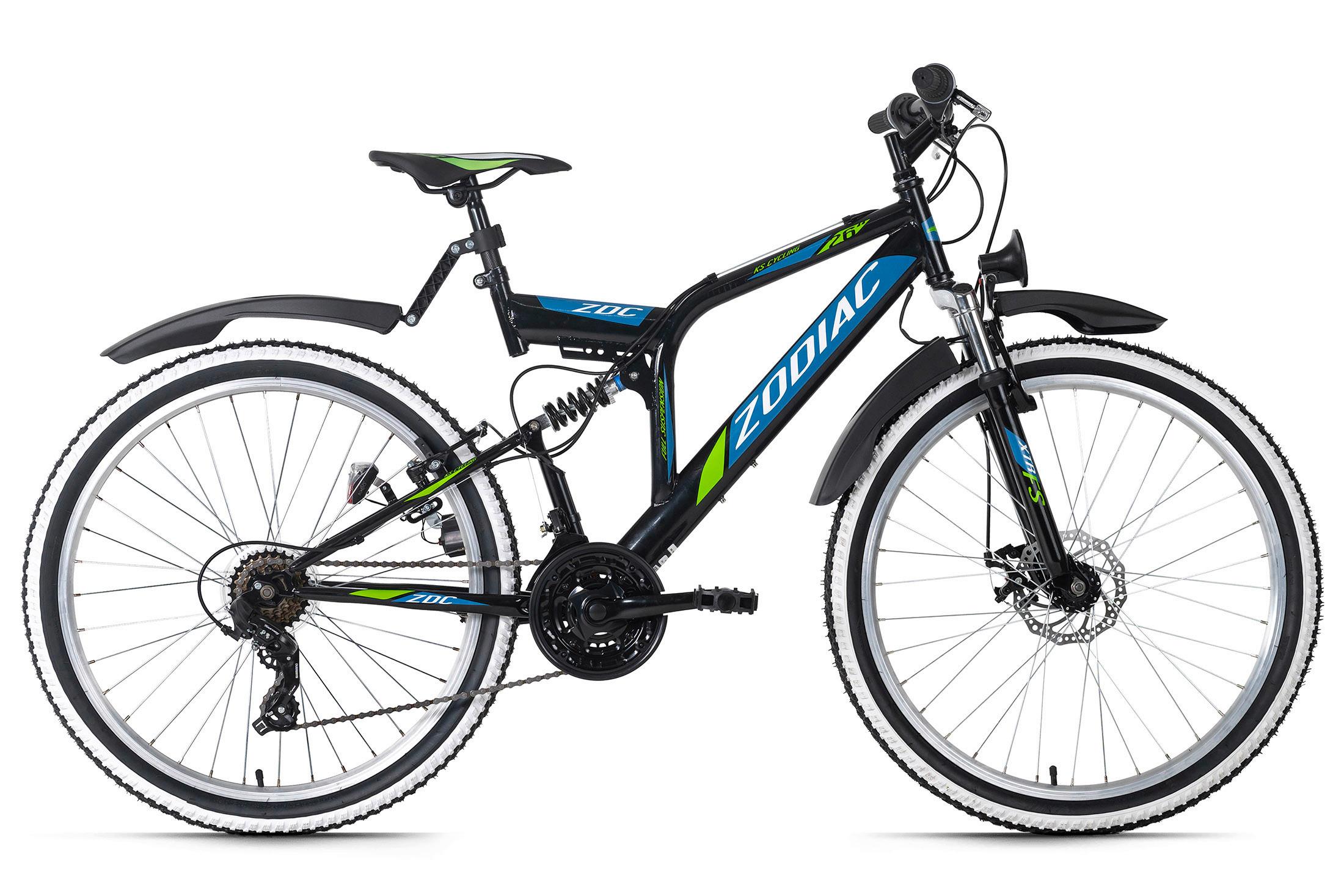 Mountainbike Fully 26 Zoll Zodiac 21 Gänge - Blau/Schwarz, Basics, Metall (180/70/100cm) - KS Cycling