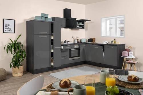 Eckküche Rp290egc Mit Geräten 290x200 Cm Grau - Eichefarben/Eiche grau, Basics, Holzwerkstoff (290/200cm) - Respekta