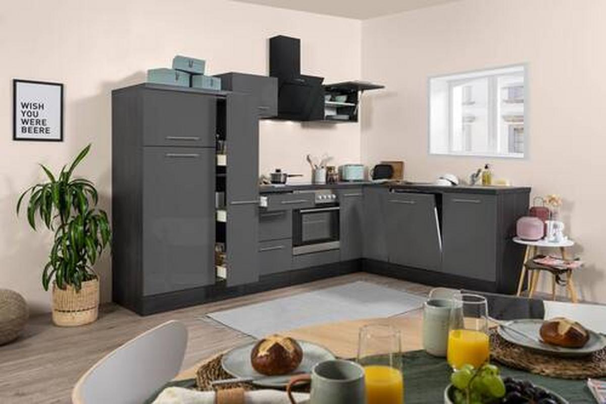 Eckküche Rp290egc mit Geräten 290x200 cm Grau - Eichefarben/Eiche grau, Basics, Holzwerkstoff (290/200cm) - Respekta