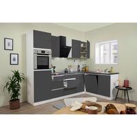 Küchenzeile Premium M. Geräten 280 Cm Weiß/grau Modern - Grau Hochglanz/Weiß, MODERN, Holzwerkstoff (280/172cm) - Respekta