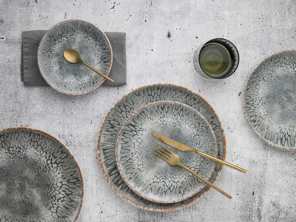 Jídelní souprava 12-dílná - světle šedá, Trend, keramika (42/40/36,5cm) - Creatable